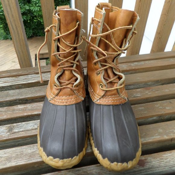 Vintage LL Bean Maine Hunting Boots Brown Leather size 8 Narrow - Picture 2 of 11